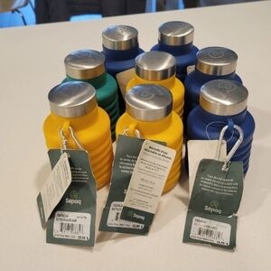 Pack 8 Collapsible Silicone Water Bottle 350ml